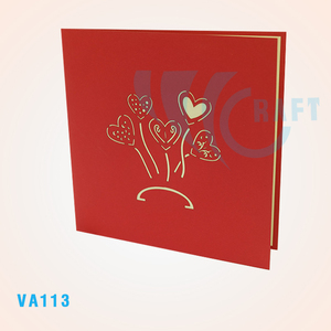 Carte de vœux en forme de cœur et fleur 3D faite à la main Cadeaux et artisanat de la Saint-Valentin du Vietnam Souvenir en papier avec impression offset - Product Image 2