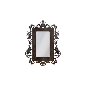 Miroir mural de cadre de feuille de fer noir antique de conception moderne sculptée à la main professionnelle certifié CE en métal - Product Image 1