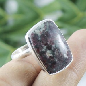 Eudialyte anillo ovalado redondo pera cuadrado fantasía rectángulo piedra preciosa natural piedra cabujón 925 plata esterlina - Product Image 5