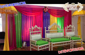 ชุดรูปแบบ punjabi Mehndi เวทีมุสลิมมุสลิมมุสลิม walima mehandi ตกแต่งเวทีอินเดียสำหรับงานแต่งงานที่โดดเด่นสหราชอาณาจักรสหรัฐอเมริกาส่งออก - Product Image 5