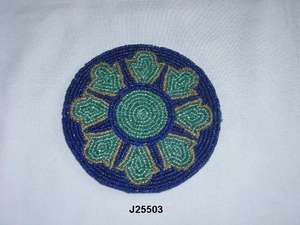 Posavasos de cuentas de vidrio, posavasos de flores verdes en dos tonos y individuales, disponible en más colores y patrones, decoración del hogar - Product Image 4