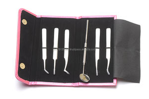 Kit de pince à cils en acier inoxydable durable pince à épiler Volume droit et incurvé avec étui en cuir magnétique - Product Image 2