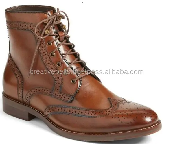 Tan Brown Leather boot , tan color high ankle shoes