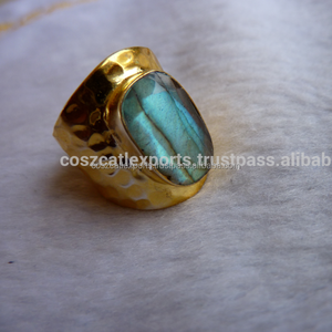 Anillo de Plata de Ley 925 con labradorita azul, joyería con relleno de oro y plata - Product Image 1
