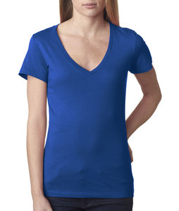 T-shirt pour femme en coton de haute qualité, couleur unie, écologique, respirant, anti-froissement, col en V profond, manches courtes, décontracté, grande taille - Product Image 1