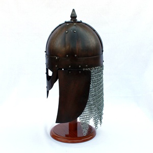 Guerra Medieval Antiguo Vintage Metal oscurecido Gjermundbu Casco usable con Aventail Ear Flap Guard Hecho a mano SAIWH916 - Product Image 2