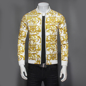 New Arrival Gold พิมพ์สีดำทองปาร์ตี้คลับชุดเสื้อแจ็คเก็ตเครื่องบินทิ้งระเบิดชายเสื้อแจ็คเก็ตชาย - Product Image 2