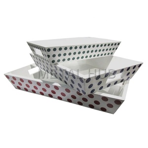 Plateau de service rectangulaire en bois de manguier de haute qualité avec motif à pois Plateau en bois décoratif fait à la main pour la cuisine et la maison - Product Image 1