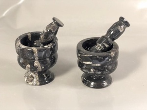 Juego de Mortero y Pilón de Piedra Natural y Cemento de Alta Calidad para Decoración del Hogar con Fósiles Naturales Únicos de la Época Paleolítica - Product Image 2
