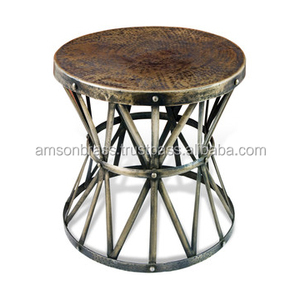 Hammered Round Shape Metal <b>Stool</b>/Bedside <b>Stool</b>/<b>Ottoman</b> Bronze Finishes <b>Stool</b> - Product Image 5