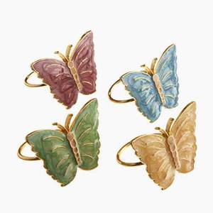 Anneau de serviette en émail papillon, anneau de serviette en laiton fait à la main, anneau de serviette de mariage, anneau de serviette écologique - Product Image 1