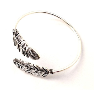 Brazalete de plata, brazalete de hoja grande - Product Image 5