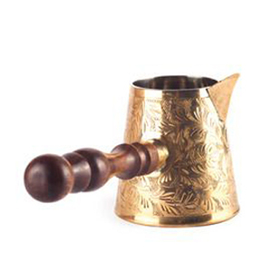 Cafetera turca grabada en latón con asa - Product Image 1