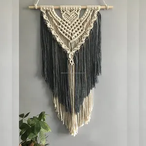 Venta al por mayor hecho a mano hogar arte decoración algodón cuerda macramé tapiz tapices decoración de la pared del Salón de la India