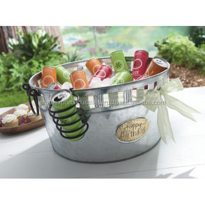 Seau à glace galvanisé avec support noir Refroidisseur de vin et seaux à glace à double paroi isolé et ancré pour bar à boissons - Product Image 6