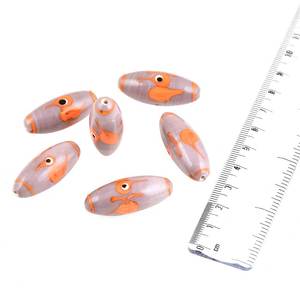 ภาพวาดมือเป็ดสีส้มสีม่วงอ่อนลูกปัดแก้วหลวมรูปทรงกระบอก (12ในแพ็ค) - Product Image 1