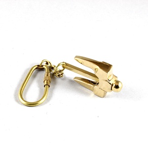 Latón antiguo europeo náutico pequeño Mini marino Stockless azul marino plegable ancla llavero con lazo de latón - Product Image 2