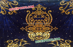 ผ้าม่านสำหรับฉากหลังของเวทีมีเฮนดีปักลายสำหรับงานแต่งและงานเลี้ยง - Product Image 3