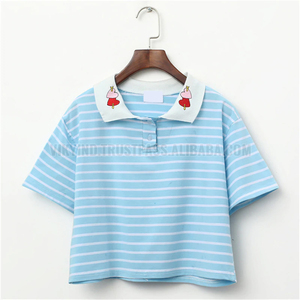 En gros Logo Personnalisé Mode D'été Lettre Broderie Manches Courtes Mignon T-shirt Femmes Crop Top T-shirt - Product Image 6