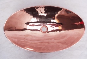 Lavabo ovale en cuivre de style bateau de style moderne fabriqué en Inde pour comptoir de cuisine et de salle de bain d'hôtel - Product Image 5