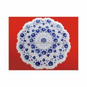 Parure de Table basse en pierre, imitation marbre, pitra, Lapiz Lazuli, incrustation de pierre - Product Image 1