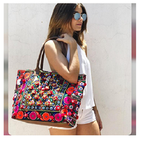 Sac à main pour femme en tissu de coton véritable, ethnique Banjara, multicolore, vintage, broderie à la main, perles, pompon, durable, décontracté, sac à bandoulière
