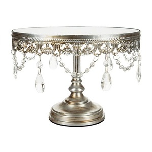 DECOR SILVER PLATED <b>CAKE</b> <b>STAND</b> PARTY DECORATION GALVANIZED METAL IRON ONE <b>TIER</b> <b>CAKE</b> <b>STAND</b> - Product Image 4