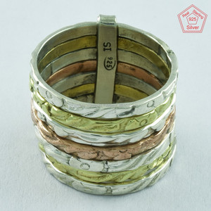 Ansiedad Tres tonos Smart 925 Ajuste de bisel de plata esterlina Anillo apilado más ancho Proveedor atractivo India - Product Image 2