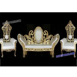 Conjunto de muebles tallados de latón y Metal para boda, juego de sofás para boda musulmana, elegante, para ceremonia, anillo dorado