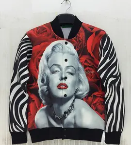 Marilyn Monroe Foto Pop Art di Stampa giacca di Raso/Nuovo di Seta Personalizzata bomber giacca/Street wear bomber Giacche