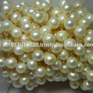 Cadena de Rosario de cuentas redondas de 7-8mm de color blanco natural, accesorios de joyería hechos de piedras preciosas - Product Image 2