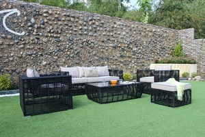 Ensembles de canapé de meubles de jardin d'extérieur à cadre en aluminium gris foncé pour patio jardin villa utilisée - Product Image 4