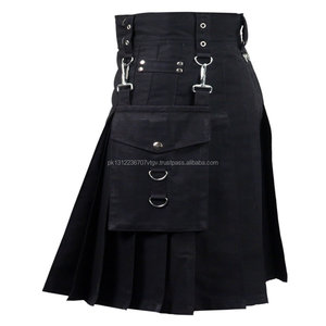 Kilt utilitaire noir pour homme. Kilt noir pour homme, kilt utilitaire moderne. - Product Image 1