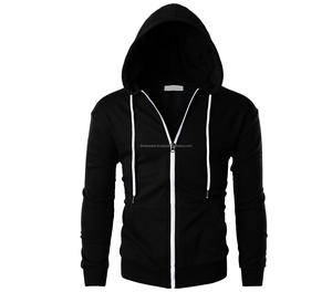 Sweat à capuche à manches longues pour homme, coupe cintrée, léger, fermeture éclair, avec poche Kanga, été, 2020 - Product Image 1