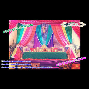 Arabian Muslim Mehandi Ceremony <b>Set</b> up Designer Wedding Mehandi Stage <b>Decoration</b> Royal Wedding Pakistani Sangeet Stages Malaysia - Product Image 1