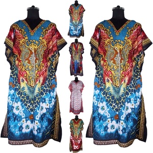 เดรสคาฟตันยาวผ้าฝ้ายพิมพ์ลายดอกไม้สำหรับผู้หญิงเสื้อผ้าแฟชั่นดีไซน์ทันสมัย - Product Image 1