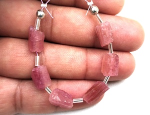 New Arrival Natural Pink Tourmaline Pencil Shape Top <b>Drilled</b> Gemstone Rough 7x10-8x11mm Hole 0.50mm for <b>Jewelry</b> Beads Wholesale - Product Image 2