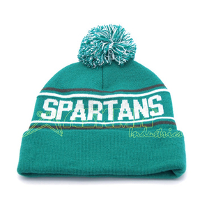 หมวกไหมพรมปอมบีนนี่ถักลายโลโก้สำหรับฤดูหนาวคุณสมบัติของทีมกีฬาทั่วไป - Product Image 1