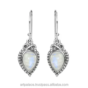 925 sterling silver rainbow moonstone earring fashion dangle and drop earring for women and girls latest Design