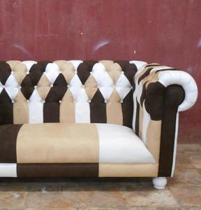 เฟอร์นิเจอร์บ้านไม้-หลายสีเย็บปะติดปะต่อกันเชสเตอร์ฟิลด์โซฟาเฟอร์นิเจอร์ห้องนั่งเล่น - Product Image 3