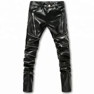 Shemax Skinny Mens Faux Leather PU Tight Black Joggers