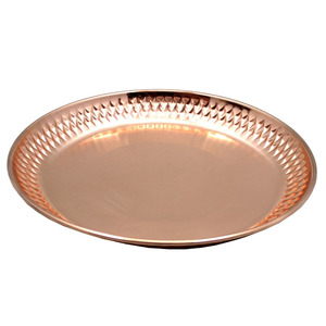 Plaque ronde en fer plaque de service en métal plaqué cuivre pour la décoration de mariage d'hôtel à la maison en vrac - Product Image 1