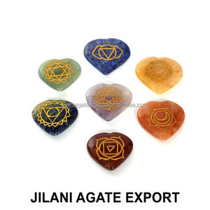 Wholesale Jilaniagate Seven Chakra Heart-Shaped Reiki Stones Natural Gemstone Meditation <b>Set</b> Engraved Symbols for Positive Love - Product Image 4