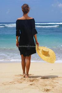 Shop เสื้อผ้าสไตล์ไทยออนไลน์สำหรับผู้หญิง,ชุดเดรสชายหาดแขนกระดิ่งปักลายแบบลำลองมีระบาย - Product Image 3