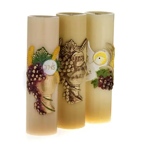 Velas de salón decorativas, vela de cera de abeja con decoraciones de bajo relieve, vela blanca hecha a mano, fabricante de la India, 25%