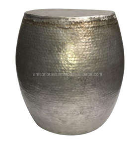 Tabouret Martelé en Métal Forme Ronde Métal Aluminium Doré Table Basse Maison Hôtel Salon Table Basse - Product Image 1