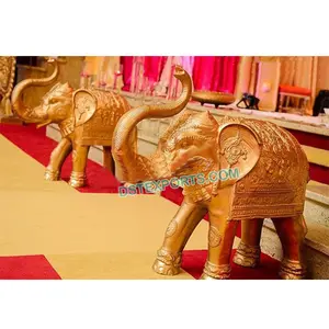 Elefante para decoração de casamento, elefante dourado de fibra para decoração de diferentes estilos, fabricante de decoração de casamento