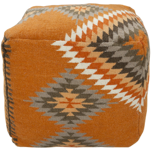 Pouf en laine Kilim, ottoman en laine Dhurrie - Product Image 1