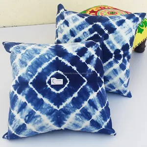 Shibori Japanese Folding Technique Tie And Dyed Pillow Covers Cotton Fabric Pillow Cases Resist Dyeing G67