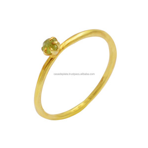 Sólido Plata de Ley 925 Prehnita Calcedonia Anillo de piedras preciosas Chapado en oro Clásico Joyería hecha a mano Casa De Plata Anillo al por mayor - Product Image 1